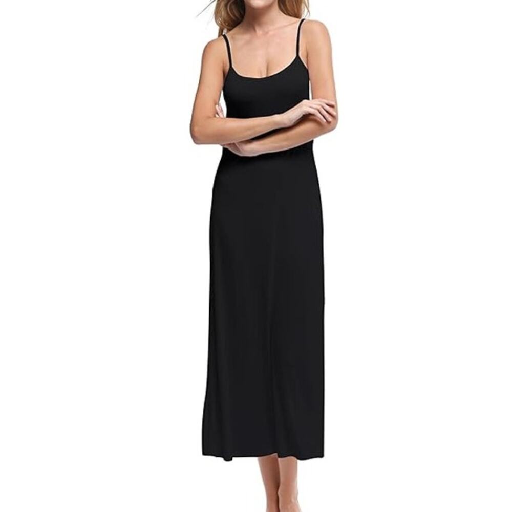 NWT ~ Women's Long Black Rayon Summer Cami Dress ~ Size MEDIUM